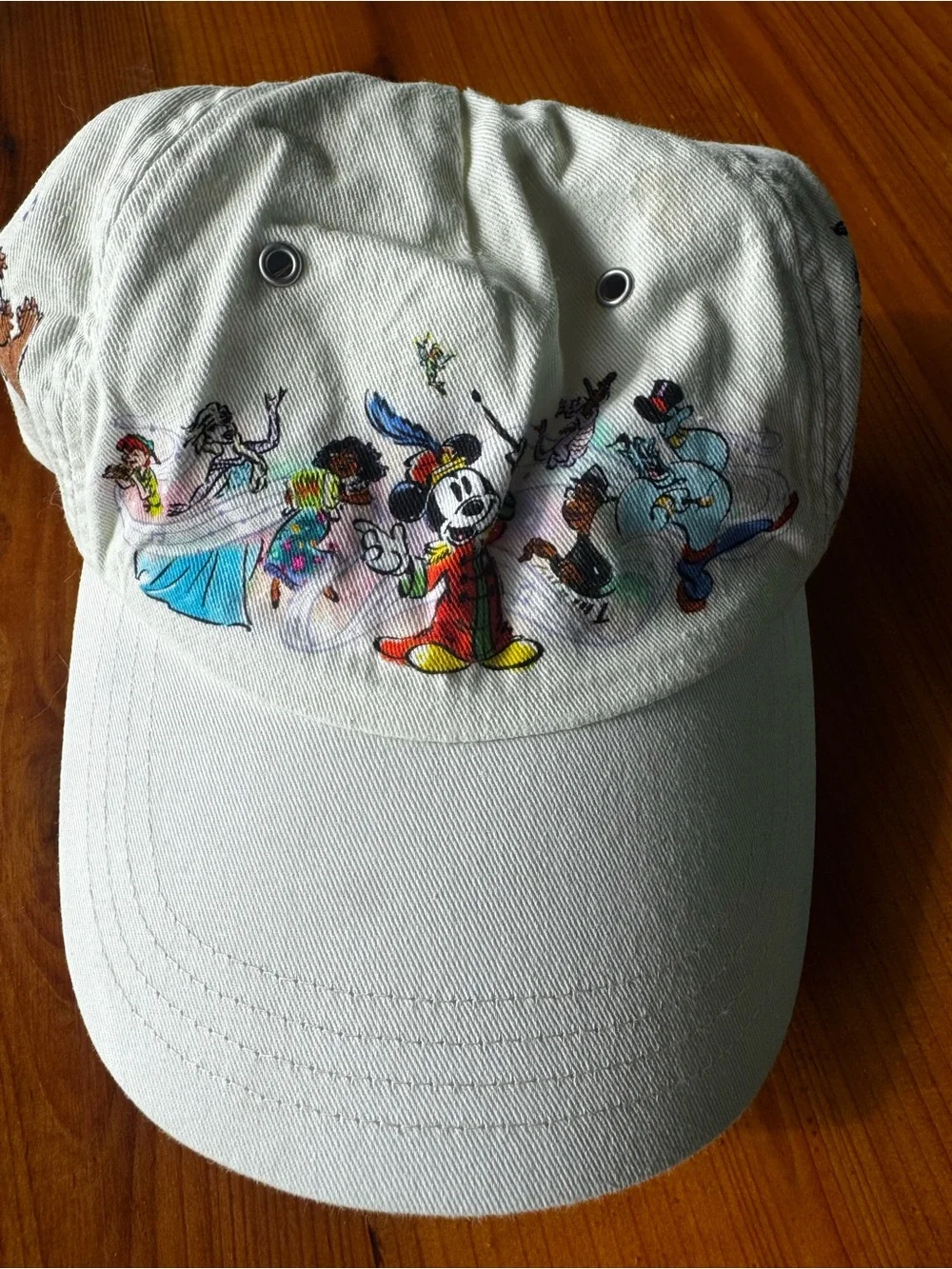 Disney White Cartoon Character Baseball Cap with Multicolor Print